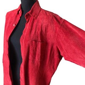 PIA RUCCI Red Suede Button Front Shirt Shacket Women’s Sz M